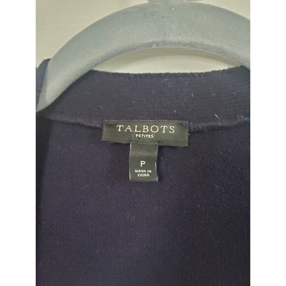 Talbots Anchor Navy Blue Cashmere Blend Open Cardigan Sweater, Petite Size XS - Picture 2 of 9